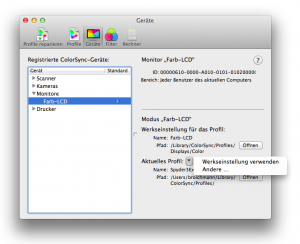 Colosync ICC Monitor-Profil laden 10.7 Lion